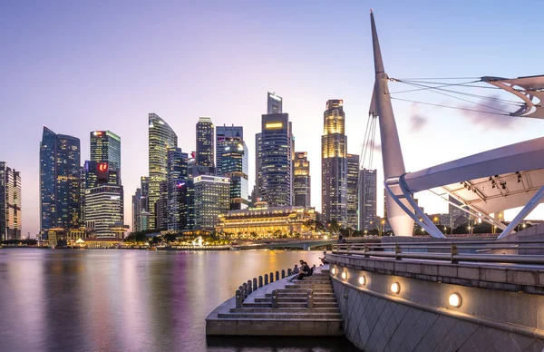 Singapore Feb 2020 Singapore Cbd Edifici Cluster Vista Notturna — Foto Stock