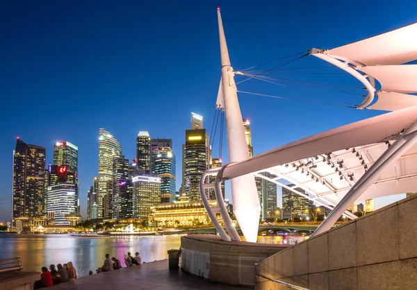 Singapore Feb 2020 Singapore Cbd Edifici Cluster Vista Notturna — Foto Stock