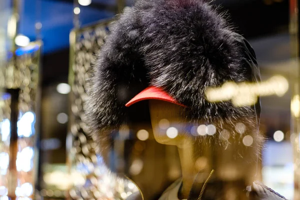 Fur Hat Cloth Display Model Display Window — Stock Photo, Image