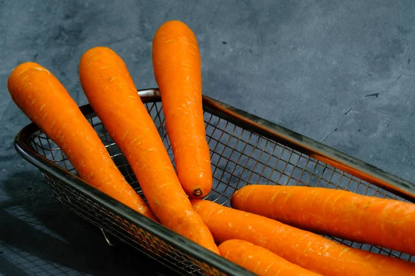 Fresh Baby Carrot Basket Isolated Black Background — Stock Photo, Image
