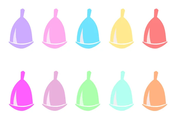 Diferentes colores de copas menstruales — Vector de stock