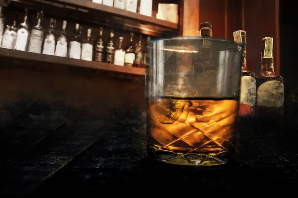 Whisky acuarela vidrio —  Fotos de Stock
