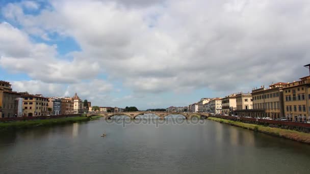 Florence time lapse with canoe passage — Stock Video