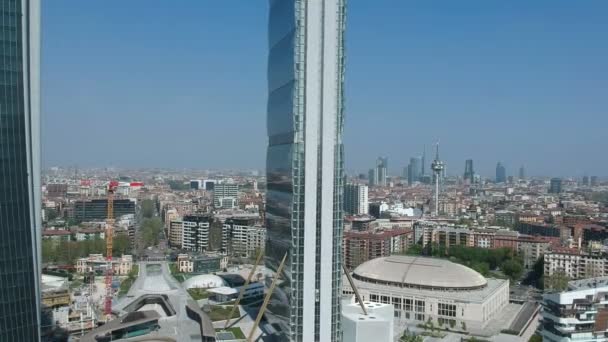 Milan Citylife Hava Sinema Görünümü Ile Banka Gökdelenler — Stok video