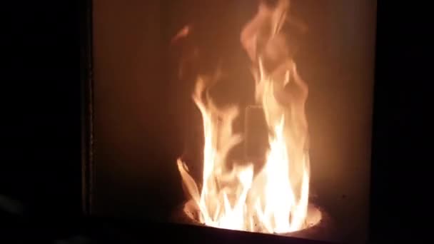Flammen in einem heimischen Pelletkessel