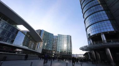 Milan (Italy) 02.02.2020 - Milan Gae Aulenti square timelapse - Unicredit Tower