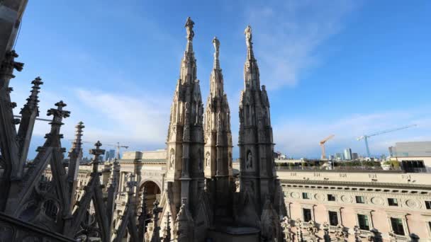 Milan Duomo View Terraces Sunny Day — Stok video