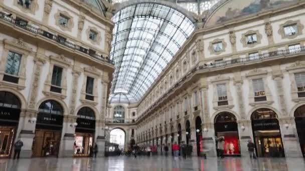 2020 Μιλάνο Ιταλία Milan Overlapse Shot Vittorio Emanuele Gallery — Αρχείο Βίντεο