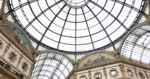 Milano Vittorio Emanuele Gallery Vista Delle Volte Alta Qualità — Video Stock