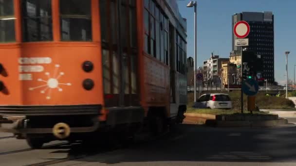 2020 Mediolan Włochy Mediolan Transport Publiczny Tramwajem — Wideo stockowe
