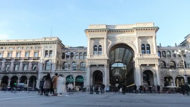 2020 Μιλάνο Ιταλία Milan Duomo Square Hyperlapse Θέα Της Πινακοθήκης — Αρχείο Βίντεο