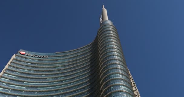 2020 Milano Italien Unicredit Tower Och Gae Aulenti Torget Milano — Stockvideo