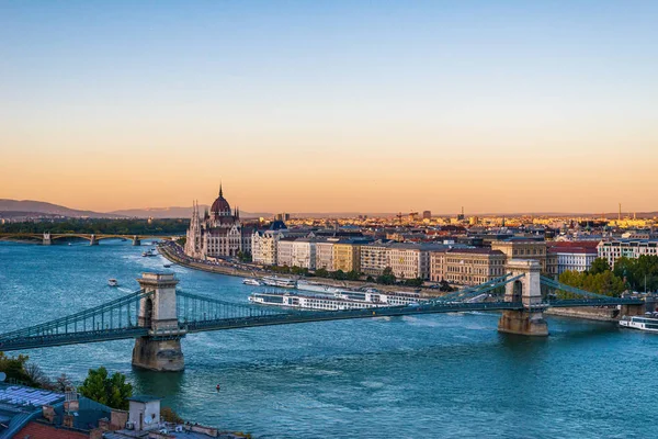 Budapest Hungría Octubre 2019 Vista Del Puente Cadena Szechenyi Sobre — Foto de Stock