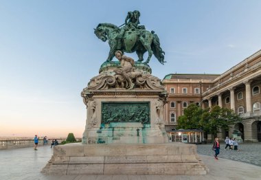 Budapest, Hungary - October 01, 2019: Hungarian National Gallery Museum, Buda Castle and Eugene of Savoy monument (Budapest, Hungary)