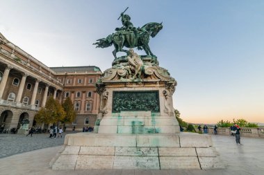 Budapest, Hungary - October 01, 2019: Hungarian National Gallery Museum, Buda Castle and Eugene of Savoy monument (Budapest, Hungary)
