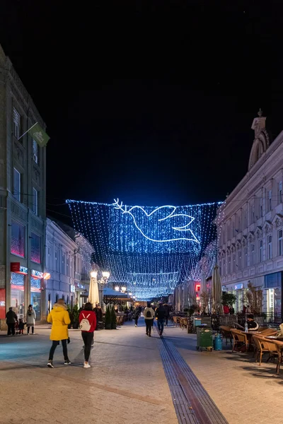 Novi Sad Serbia November 2019 Erleuchte Die Straßen Von Novi — Stockfoto