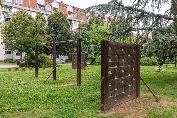 Loznica Serbia Lipca 2019 Elezniki Park Sprzętem Ćwiczeń Loznicy Serbia — Zdjęcie stockowe