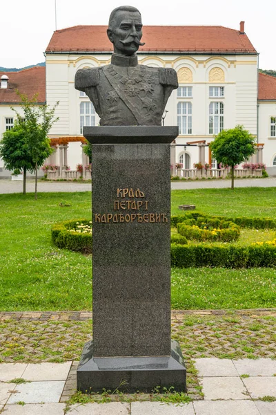 Loznica Sérvia Julho 2019 Monumento Rei Pedro Sérvia Petar Karadjordjevic — Fotografia de Stock