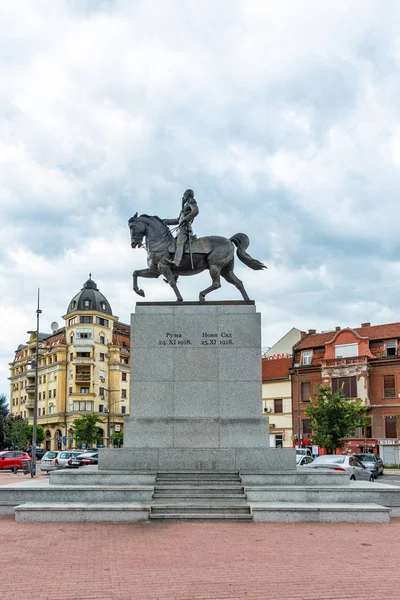 Novi Sad Serbia Agosto 2019 Monumento Rey Petar Karadjordjevic Novi —  Fotos de Stock