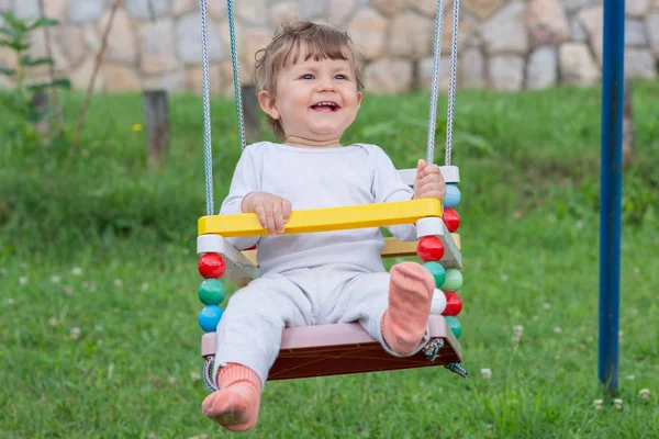 Happy Beautiful Child Swing — Stock Photo, Image