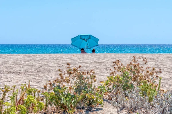 Halkidiki Grecia Settembre 2019 Possidi Beach Halkidiki Grecia Mare Blu — Foto Stock