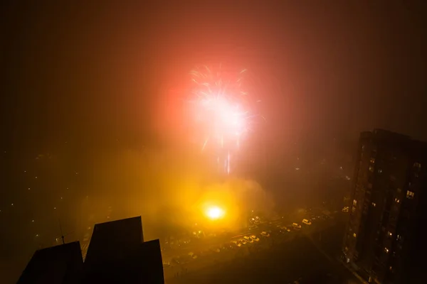 Nieuw Belgrado Servië Januari 2020 Orthodox Oudejaarsavondfeest Met Vuurwerk Middernacht — Stockfoto