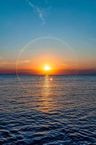 sunset at sea with a circle effect