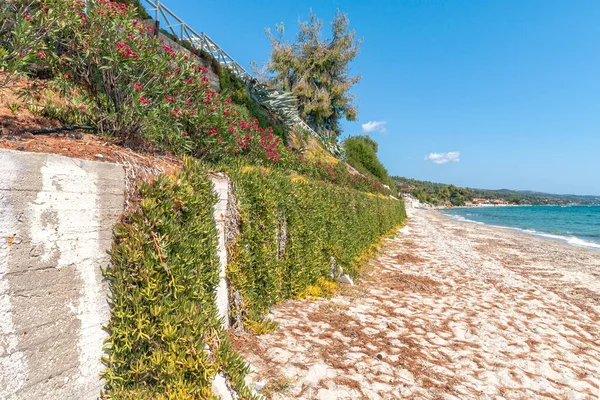 Una Bella Spiaggia Greca Nascosta Sul Mar Egeo Halkidiki — Foto Stock