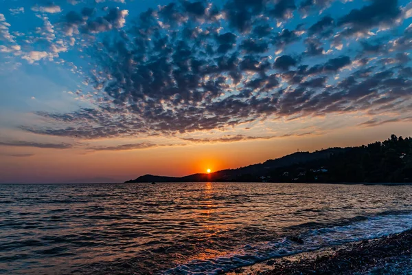 Early Morning Dramatic Sunrise Sea Mountain — Stock Photo, Image