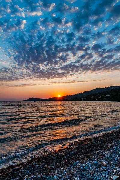 Tôt Matin Lever Soleil Spectaculaire Sur Mer Montagne — Photo