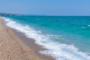 Pefkochori Sahili. Yunanistan 'ın Halkidiki yarımadasındaki en güzel plajlardan biri..