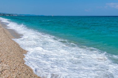 Pefkochori Sahili. Yunanistan 'ın Halkidiki yarımadasındaki en güzel plajlardan biri..