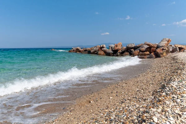 Lagoon Beach Vicino Pefkochori Halkidiki Grecia Una Delle Spiagge Più — Foto Stock