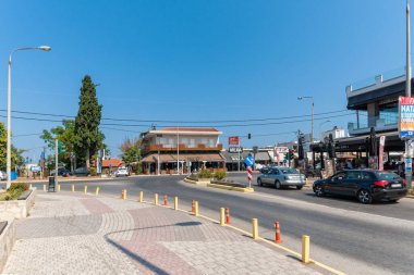 Kallithea, Yunanistan - 05 Eylül 2019: Kallithea şehir merkezi