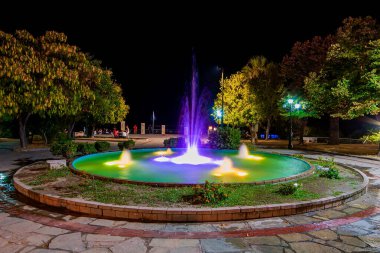 Kallithea, Yunanistan - 05 Eylül 2019: Yunanistan 'ın Kallithea kentindeki çeşme