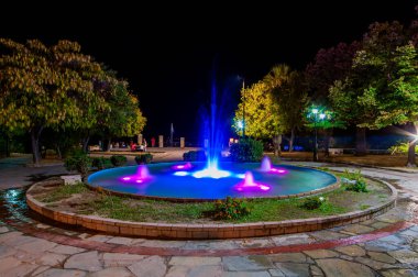 Kallithea, Yunanistan - 05 Eylül 2019: Yunanistan 'ın Kallithea kentindeki çeşme