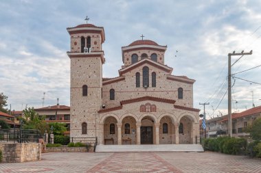 Kallithea, Yunanistan - 07 Eylül 2019: Kallithea, Halkidiki 'deki Ortodoks Kilisesi (Yunanca:).