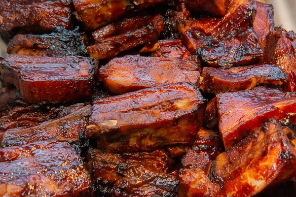 Roasted Sliced Barbecue Pork Ribs — Stock Photo, Image