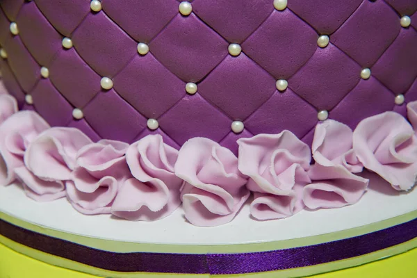 Violet Fondant Gâteau Anniversaire Gros Plan — Photo