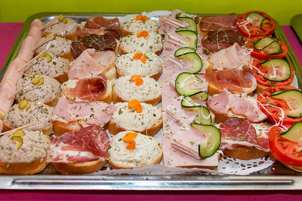 Nice decorated catering on plate