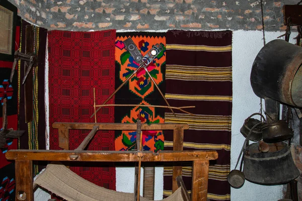 Ancient Weaving Loom Interior Old Weaving Workshop — Stock Photo, Image