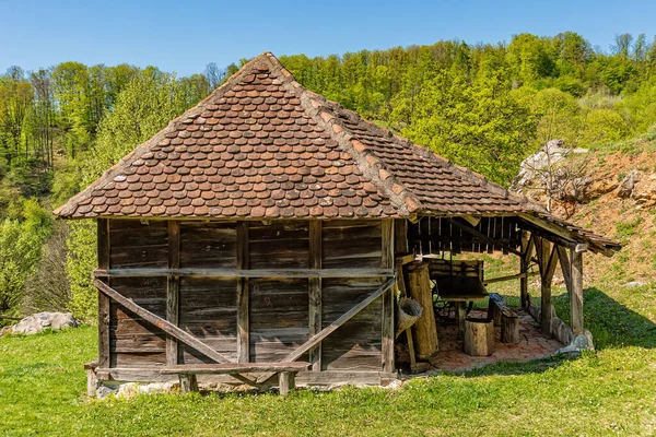 Starý Srbský Tradiční Dům Opuštěné Domy Srbsku Používali Lidé Aby — Stock fotografie