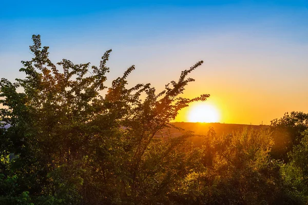 Захід Сонця Воєводині Сербії Біля Гори Фруска Гора Захід Сонця — стокове фото