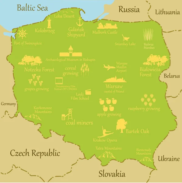 La carte de Pologne — Image vectorielle