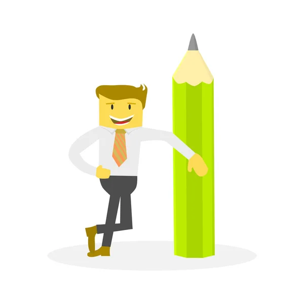 Businessman with pencil — Stock Vector