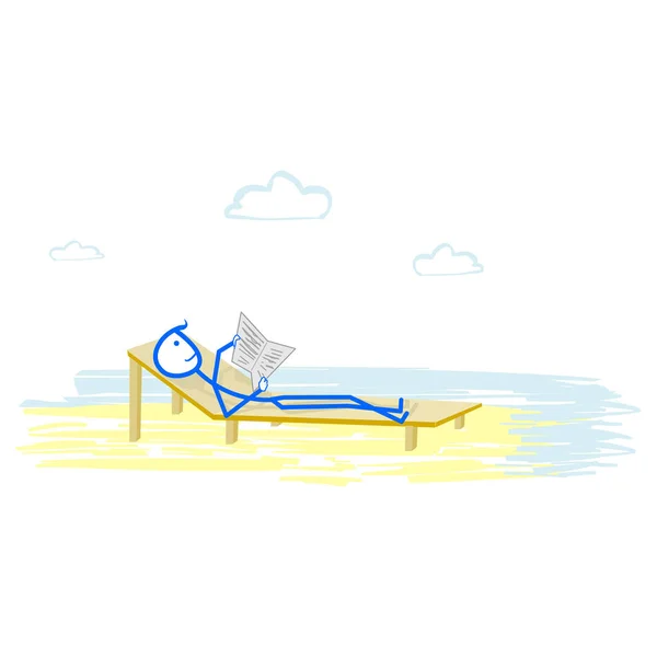 Man relaxing on the beach — Stock Vector