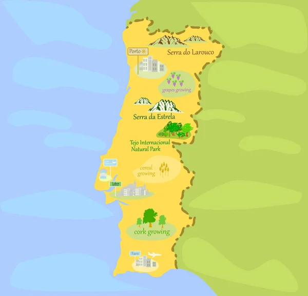 Portugal mapa retro — Vector de stock