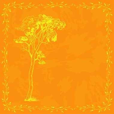 Vintage kartı şablonu ağaç - vektör çizim ile