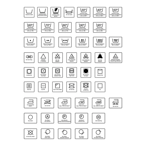 Collection Symboles Blanchisserie Isolé Sur Fond Blanc — Image vectorielle