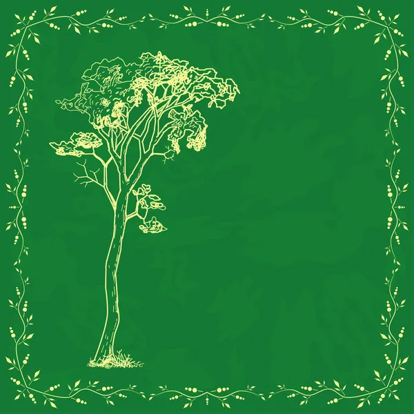 Ρετρό Κάρτα Πρότυπο Δέντρο Εικονογράφηση Διάνυσμα — Διανυσματικό Αρχείο
